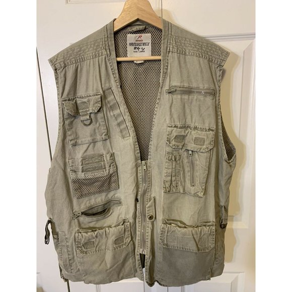Rothco Outback Vest Sz L Travel Photo Photography Pockets Canvas Fishing Hunting - Picture 3 of 8